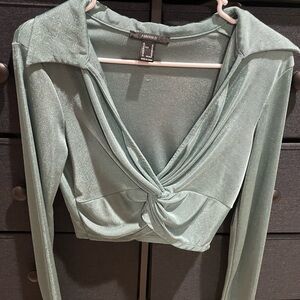 Forever 21 Sage Twist Front Blouse